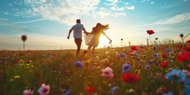 love couple in beautiful nature scene of pragma