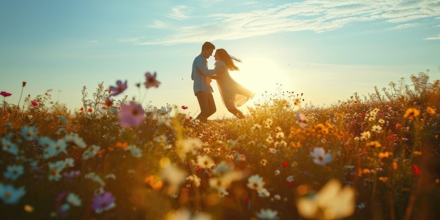 love couple in beautiful nature scene of pragma