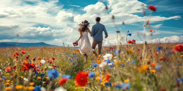 love couple in beautiful nature scene of pragma