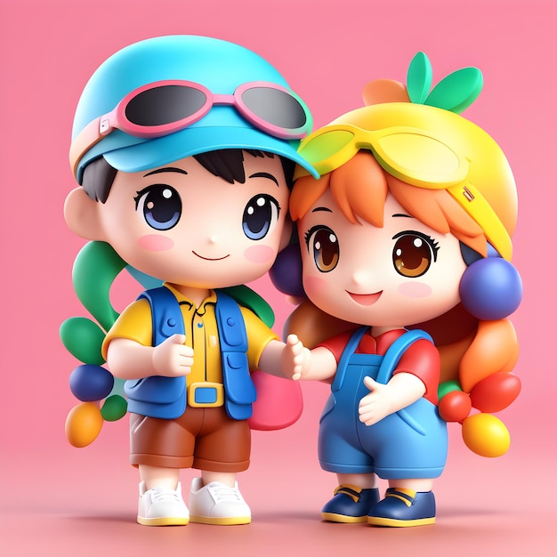 Love Couple Boy and Girl 3D Illustration