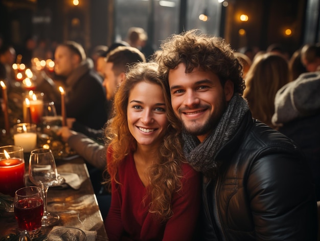 Photo love couple at nightclub party celebrating new year countdown event good vibes celebration