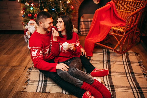 Love couple, romantic xmas celebration