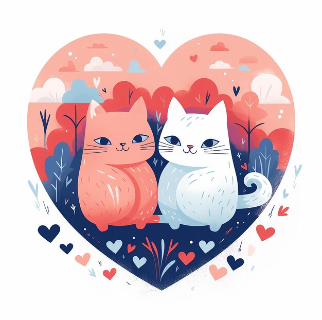 Photo love couples cat vector valentines day