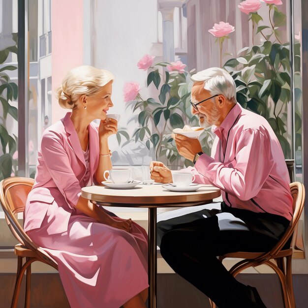Photo love date of sweet old people ai generated