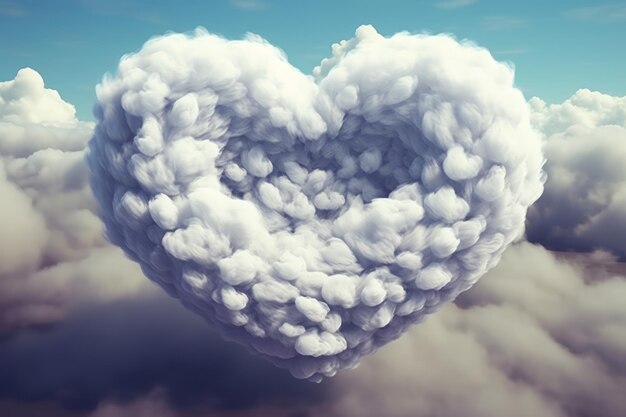 사랑과 자유 개념: 하늘에 심장 모양의 구름