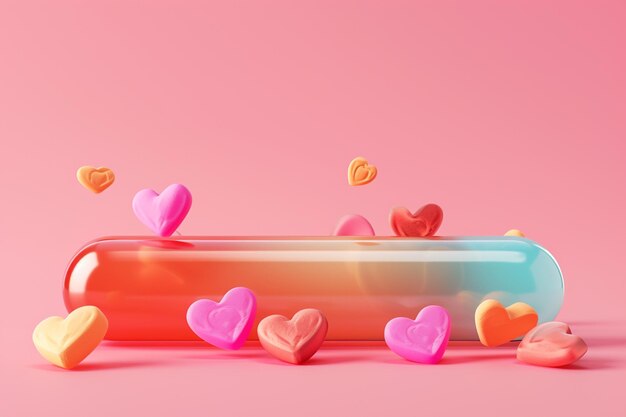 Photo love gauge in the concept of valentine day in 3d illustration style on a colorful background