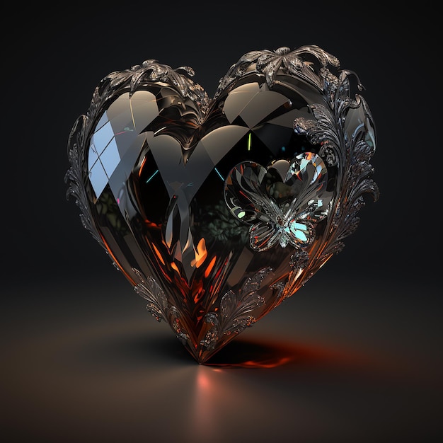 Love glass black diamond high resolution image Ai generated art