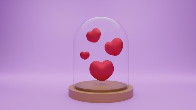 Любовь в стеклянном куполе на фиолетовом фоне