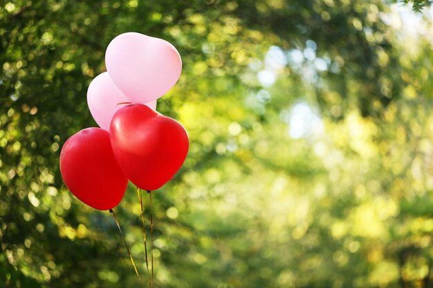 Love heart balloons, outdoors