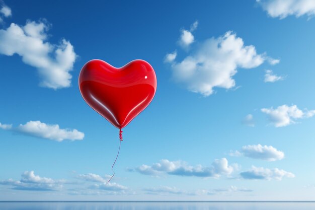 Love heart balloons on sky background