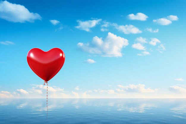 Love heart balloons on sky background