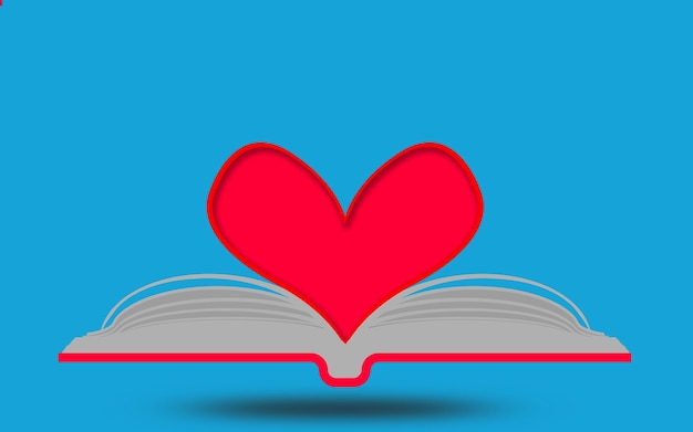 Amore cuore sul libro aperto