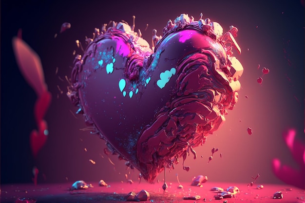 Foto sfondo 3d a forma di cuore di amore.