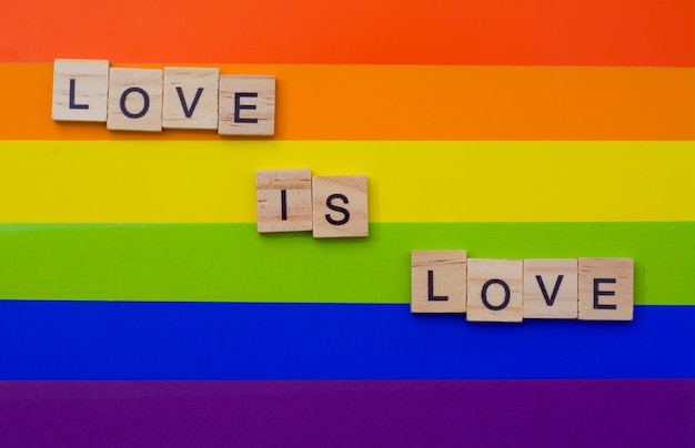 love is love letters on the LGBT flag