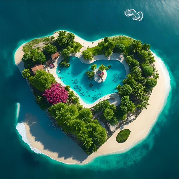 Foto la vista dall'alto dell'isola dell'amore