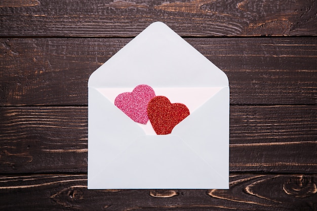 Love letter on the wooden table