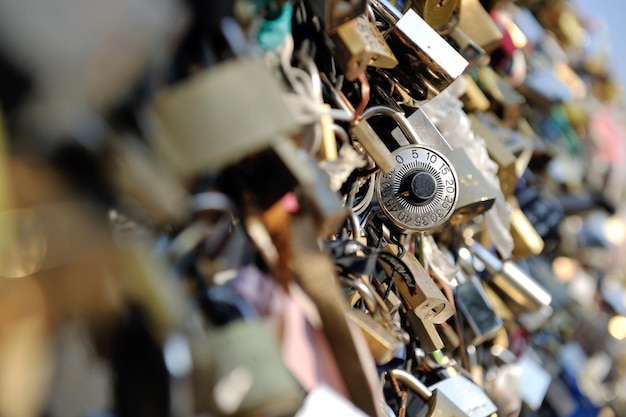 Photo love locks in paris  representing secure friendship and romance