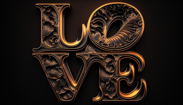 Love logo zwart ontwerp letter symbool hart illustratie foto AI gegenereerde kunst