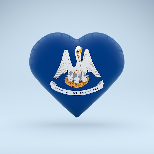 Love Louisiana state symbol Heart flag icon 3D Rendering