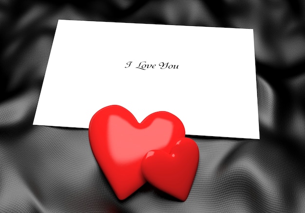 Love Note with Hears on Black silk cloth