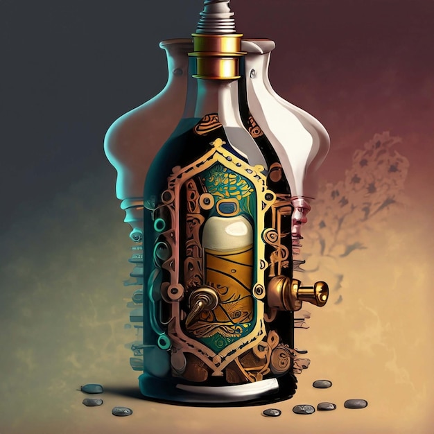 Love potion in fantasy and steampunk styles