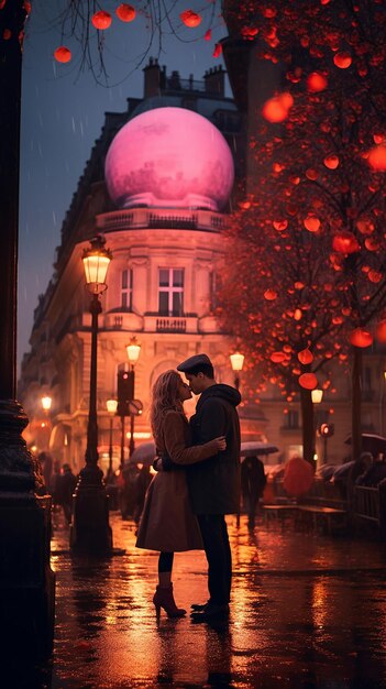 Foto camera d'amore pioggia luna architettura cinematografica atmosferica