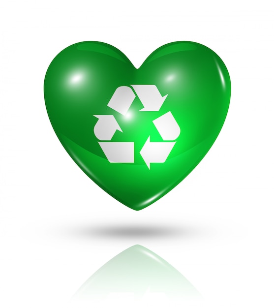 Love recycling symbol heart flag icon