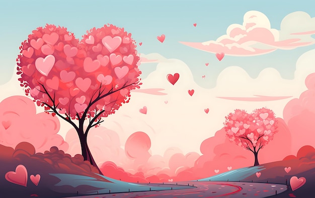 Love road illustration background