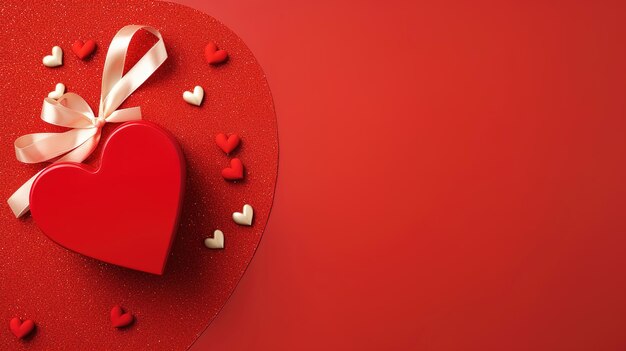 Photo love and romance concept heart shaped gift box on red background