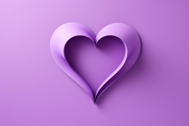 A love shape on a purple color background in the style of playful compositions