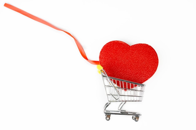 Love shape with a ribbon on a trolley