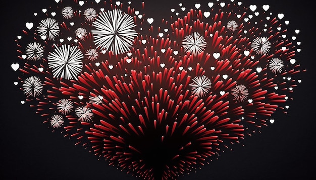 Love shaped fireworks in paper cut style no text Generative AI