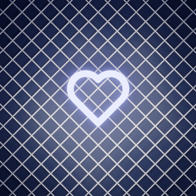 Foto rendering di effetto neon segno di amore