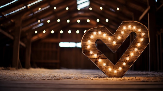 a love sign in a rustic