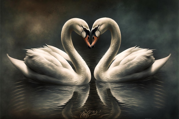 Love swans painting creative digital painting