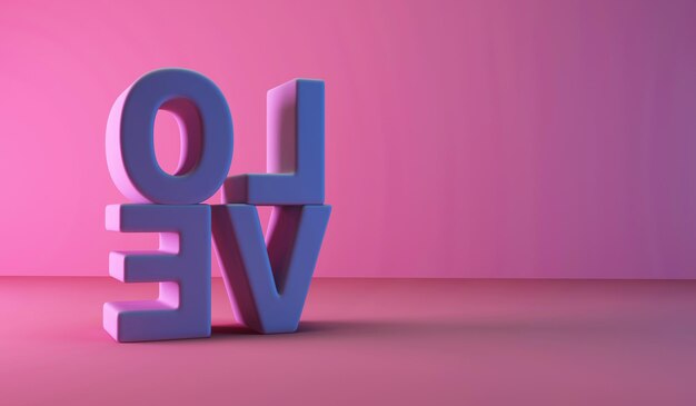 Love Text Sign on Pink Studio background