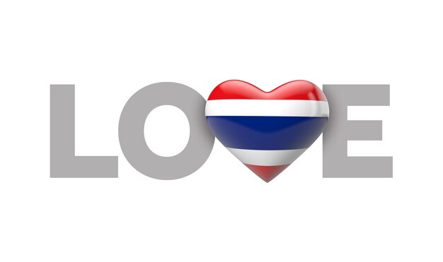 Love thailand heart shaped flag with love word d rendering