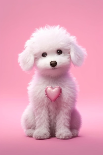 Love themed cute poodle pink background Generative AI