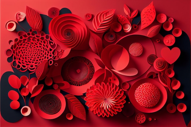 Love Valentine's day February 14th Paper cut style 3D ai generated art