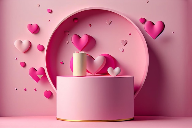 Love Valentine's day February 14th Paper cut style 3D ai generated art