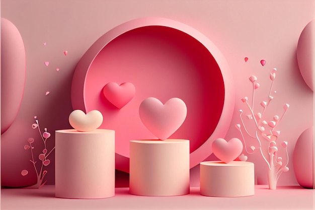 Love Valentine's day February 14th Paper cut style 3D ai generated art