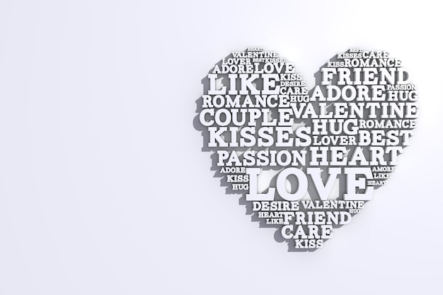 Photo love word cloud valentines day d rendering