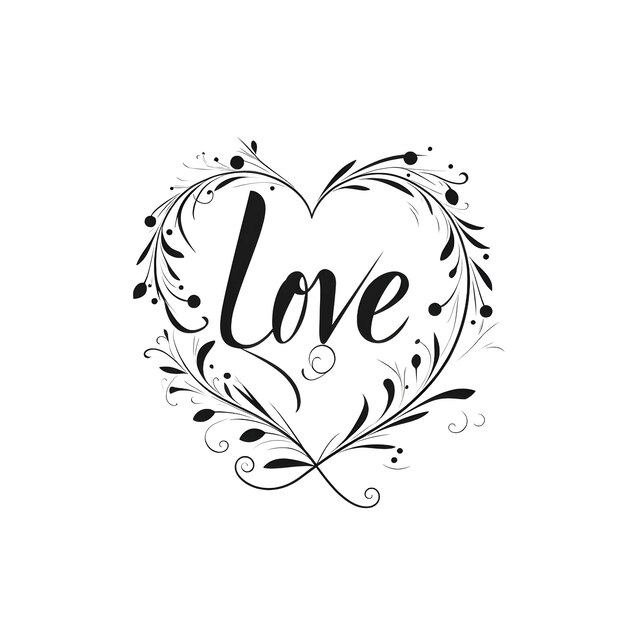 Photo love word heart ornamental vector design