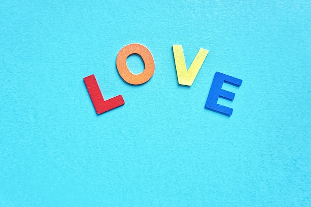 Love word with wooden letters for valentines day