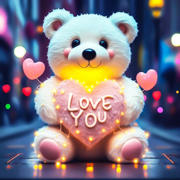 Love You The Illuminated Love of a Fluffy Teddy Bear