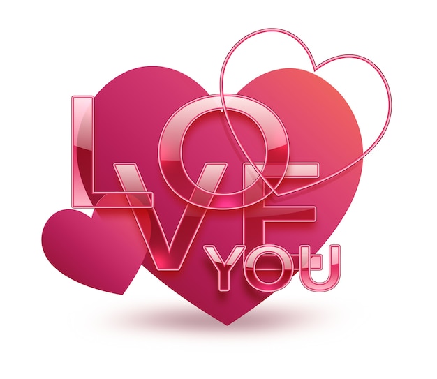 Love you - romantic background with pink hearts