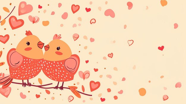 Photo lovebirds and hearts in playful cartoon style