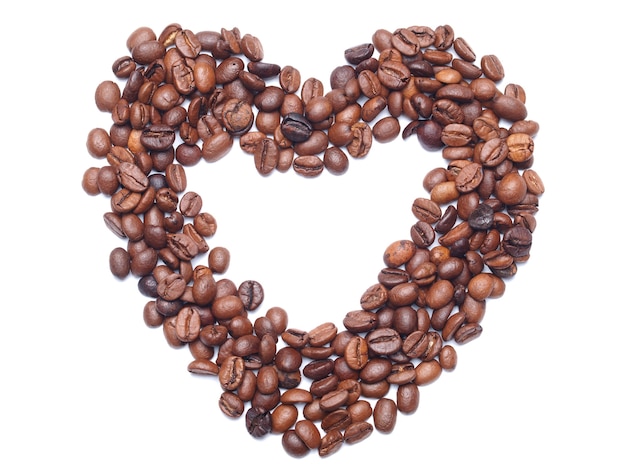 Loved by coffee concept with coffee beans isolated