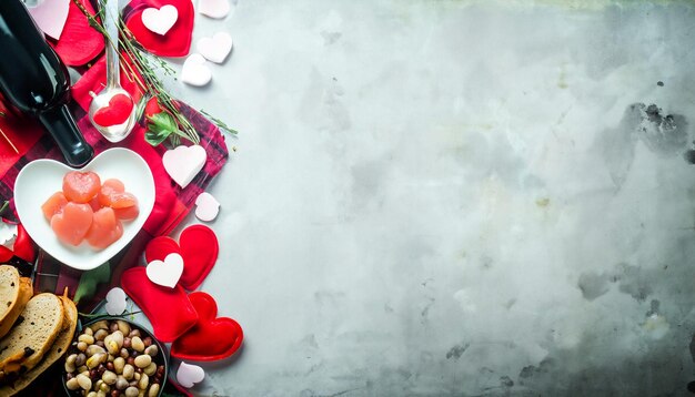 LoveFilled Delights Een heerlijk assortiment voor Valentijnsdagdiner met voldoende kopieerruimte