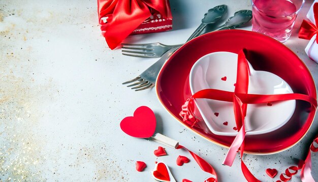 LoveFilled Delights A Lovely Assortment for Valentine's Day Dinner with Ample Copy Space